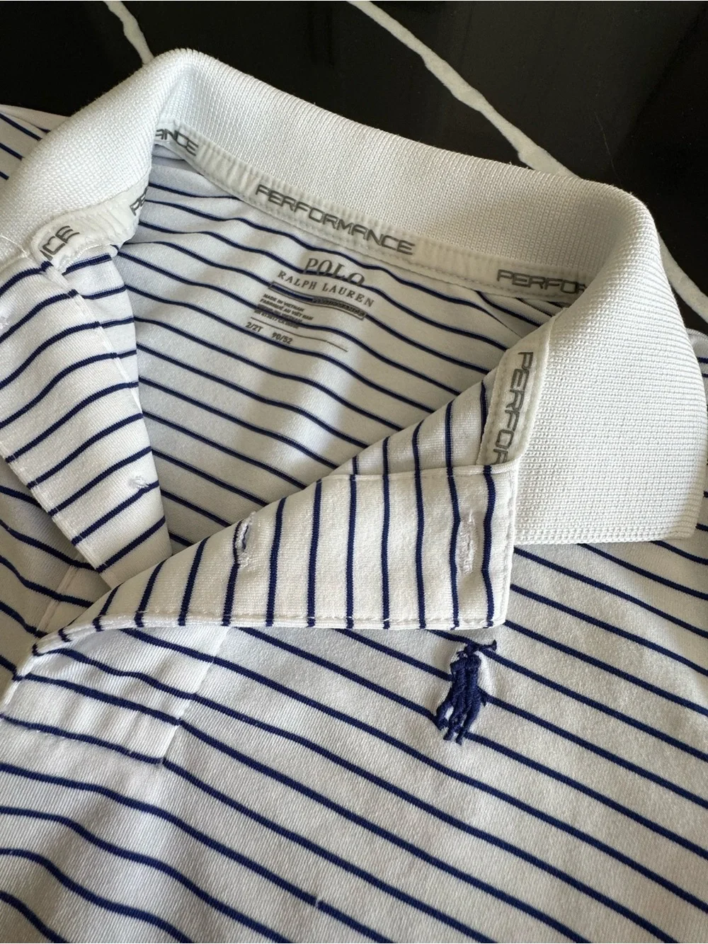Ralph Lauren White Polo with Navy Stripes